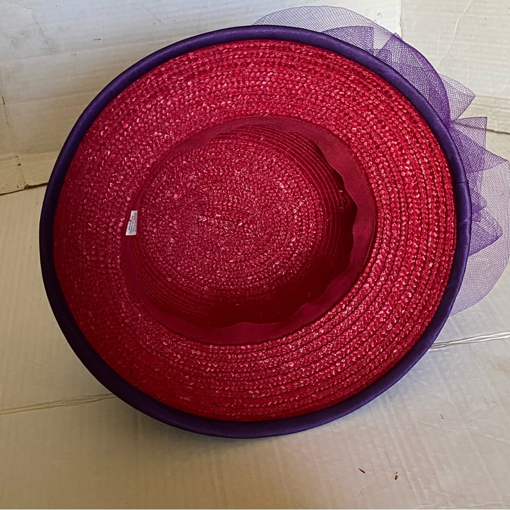 Women derby/church straw satin bow  hat - Picture 11 of 12